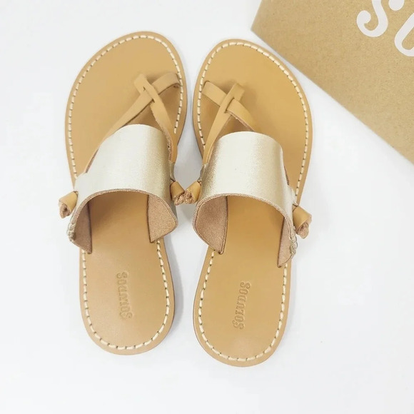 New Soludos Leather Platinum Sandals 6 - Picture 5 of 6